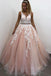 Stunning A Line V Neck Tulle Lace Appliques Long Prom Dress, Formal Evening Dress DM1063