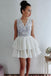 White Lace Short Prom Dress, A Line Cute Homecoming Dress DMP51