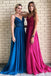 Spaghetti Straps A-Line Long Cheap Prom Dresses with Lace Top DMO54