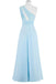 Light Sky Blue One Shoulder Long Chiffon Plus Size Cheap Prom Dresses K749