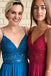 Spaghetti Straps A-Line Long Cheap Prom Dresses with Lace Top DMO54