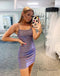 New Arrival Tight Purple Short Prom Dresses Spaghetti Straps Homecoming Dress DMHD24