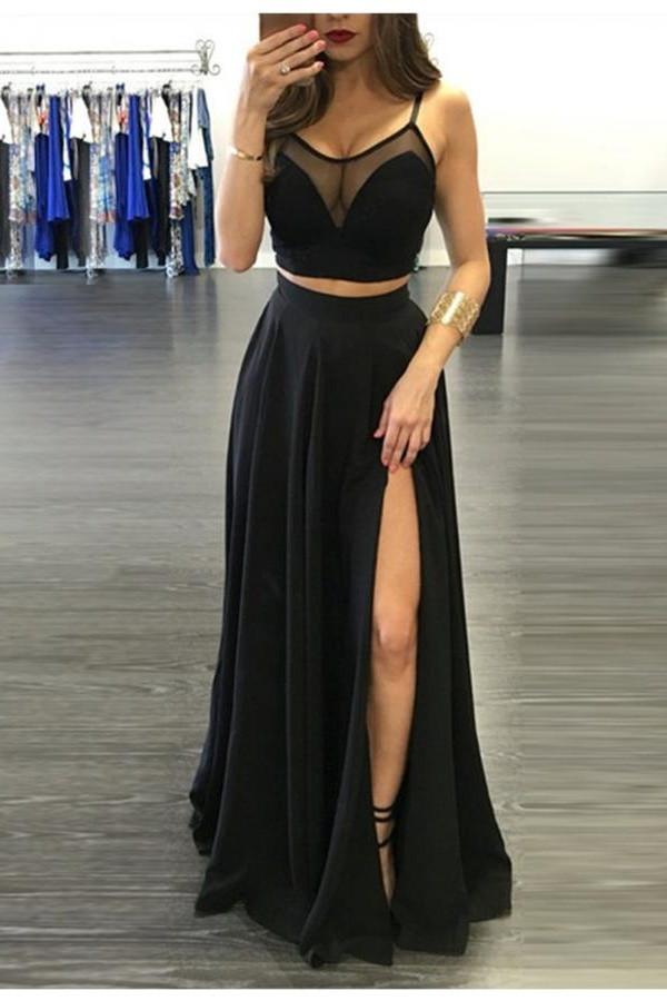 Simple Black Two Pieces Long Cheap Modest Party Dresses Demodresses Simple Black Two Pieces Long Cheap Modest Party Dresses Demodresses