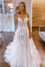 A-Line Off Shoulder Tulle Custom Long Wedding Dresses With Lace Appliques DMW32