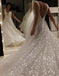 A Line V-neck Sparkly Wedding Dress, Sequin Backless Long Backless Bridal Dress DMW29