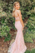 Elegant Strapless Pink Lace Long Prom Dress with Side Slit DM1804