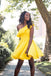 Simple Yellow Short Prom Dress, One Shoulder Homecoming Dress DMP33