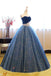 Blue Sweetheart Tulle Long Prom Dress,Ball Gown,Sweet 16 Dress DM682