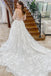 Off White Appliques Long Sleeves Backless A-Line Tulle Long Wedding Dress DM1910