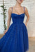 Royal Blue Tulle A line Spaghetti Straps Prom Dresses Evening Party Dresses DMP128
