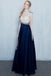 Beautiful Dark Blue Long Beading Zipper Back Prom Dresses K724