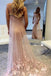 Mermaid Sweep Train Long Pink Spaghetti Straps Beauty Prom Dresses K751