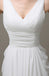 V-neck White Open Back Chiffon Long Simple Plus Size Beach Wedding Dresses W29