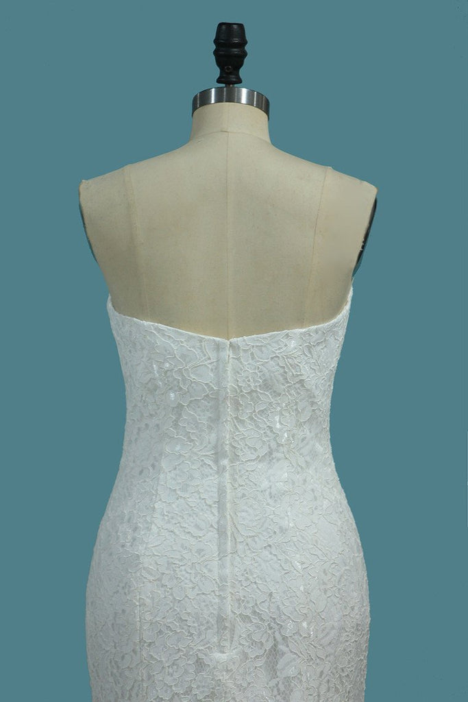Charming Lace Mermaid Sweetheart Sweep Train Wedding Dresses DME72