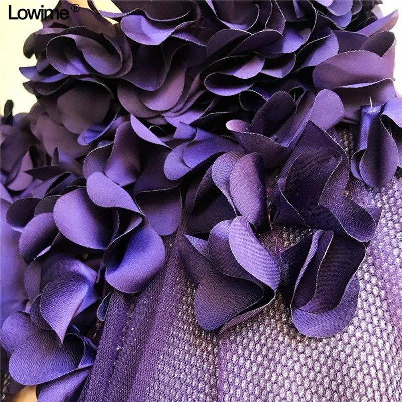 Purple Long A-line Split Cheap Prom Dresses With Flowers DMH56