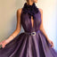 Purple Long A-line Split Cheap Prom Dresses With Flowers DMH56
