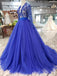 Royal Blue Tulle Long Sleeves Prom Dresses, Quinceanera Dresses DMK8