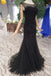 New Arrival Sequins Bodice Prom Dresses Tulle Mermaid Sweep Train DMK11