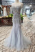 New Arrival Sequins Bodice Prom Dresses Tulle Mermaid Sweep Train DMK11