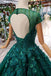 New Arrival Prom Dresses Court Train Scoop Cap Sleeves Lace Up Back DMK13