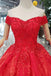 Red Quinceanera Dresses Off The Shoulder Lace Up Back Appliques Beads DMK14