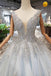 New Arrival Wedding Dresses V Neck Lace Up Back Beads Prom Dress Tulle DML17
