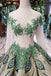 Elegant Scoop Long Sleeves Lace Up Back Sweep Train Prom Dresses DML22