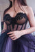 New Arrival Sweetheart Long Tulle Sleeveless Lilac Black Prom Dress with Appliques DMH42