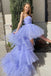 Strapless A Line High Low Tulle Prom Dresses, Popular Scholol Party Dresses DMP032