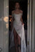 Off The Shoulder Shiny Sequins Wedding Dresses, High Side Slit Bridal Gowns DM1944