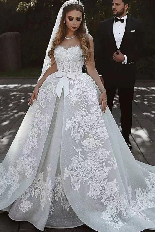 A-line Sweetheart Wedding Dresses, Luxury Lace Ball Bridal Gonws DM1985