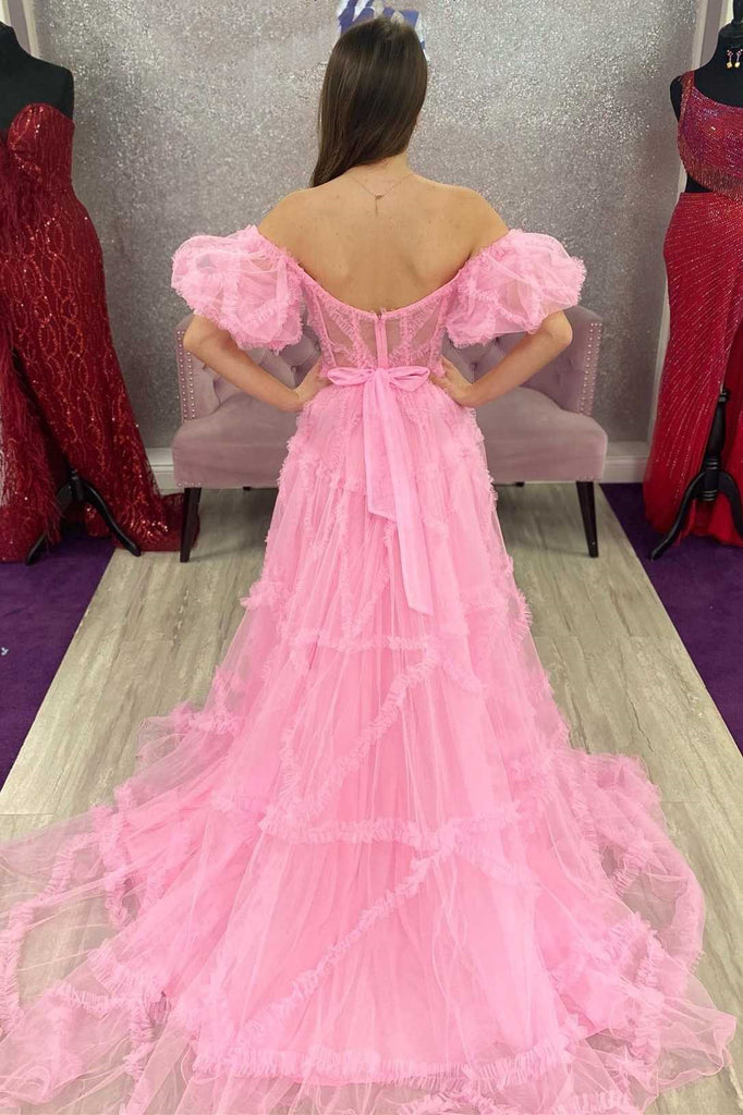 Charming Tulle Sweetheart Pink Prom Dress, Princess Formal Evening Gown DMP265