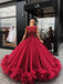 Red Tulle Appliques Ball Gown Prom Dress, Sweet 16 Dresses,Quinceanera Dresses DM920