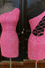 Hot Pink One Shoulder Short Homecoming Dresses Graduation Party Dresses DMHD2
