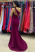 Magenta One-Shoulder Lace-Up Mermaid Long Prom Dresses Formal Evening Dress DMP223