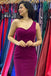Magenta One-Shoulder Lace-Up Mermaid Long Prom Dresses Formal Evening Dress DMP223