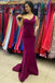 Magenta One-Shoulder Lace-Up Mermaid Long Prom Dresses Formal Evening Dress DMP223