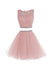 Two Pieces A Line Tulle Applique Short Homecoming/Prom Dresses With Beads DM341