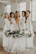 A-Line Open Back Long Sleeves Chiffon Long Bridesmaid Dress with Lace DMS39