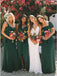 A-Line Dark Green Chiffon Long Cheap Bridesmaid Dresses DMS47