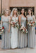 A-Line Spaghetti Straps Floor-Length Grey Chiffon Bridesmaid Dress with Sequins DMS43