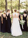 A-Line Round Neck Floor-Length Navy Blue Chiffon Bridesmaid Dress DMR93
