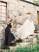 A-Line Round Neck Floor-Length Navy Blue Chiffon Bridesmaid Dress DMR93