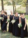 A-Line Round Neck Floor-Length Navy Blue Chiffon Bridesmaid Dress DMR93