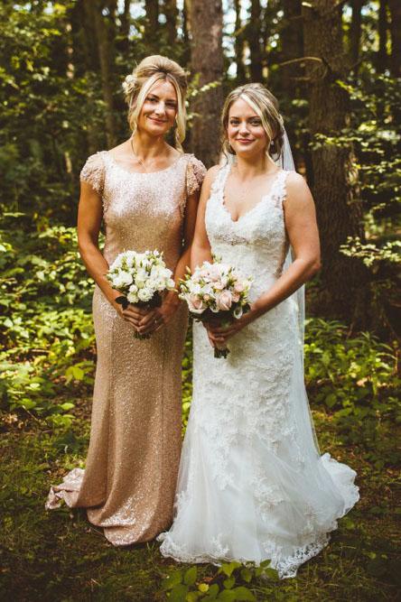Sheath Round Neck Backless Rose Gold Sequin Long Bridesmaid Dress DMR29