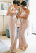 Sheath One-Shoulder Floor-Length Blush Pink Ruched Bridesmaid Dress DMR26