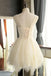 Mini Charming Tulle Short Ivory Backless Prom Dresses Homecoming Dresses For Girls DM307