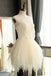 Mini Charming Tulle Short Ivory Backless Prom Dresses Homecoming Dresses For Girls DM307