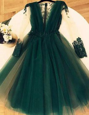 Cute A Line Tulle Green Short Homecoming Dresses,Graduation Dresses DMC22