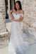 Cold-Shoulder A Line Off White Lace Appliques Long Wedding Dress DM1905